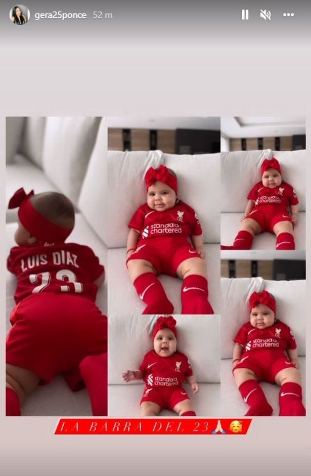 Luis Diaz's girlfriend Gera Ponce shares adorable snap of daughter in first LFC shirt - Liverpool Echo