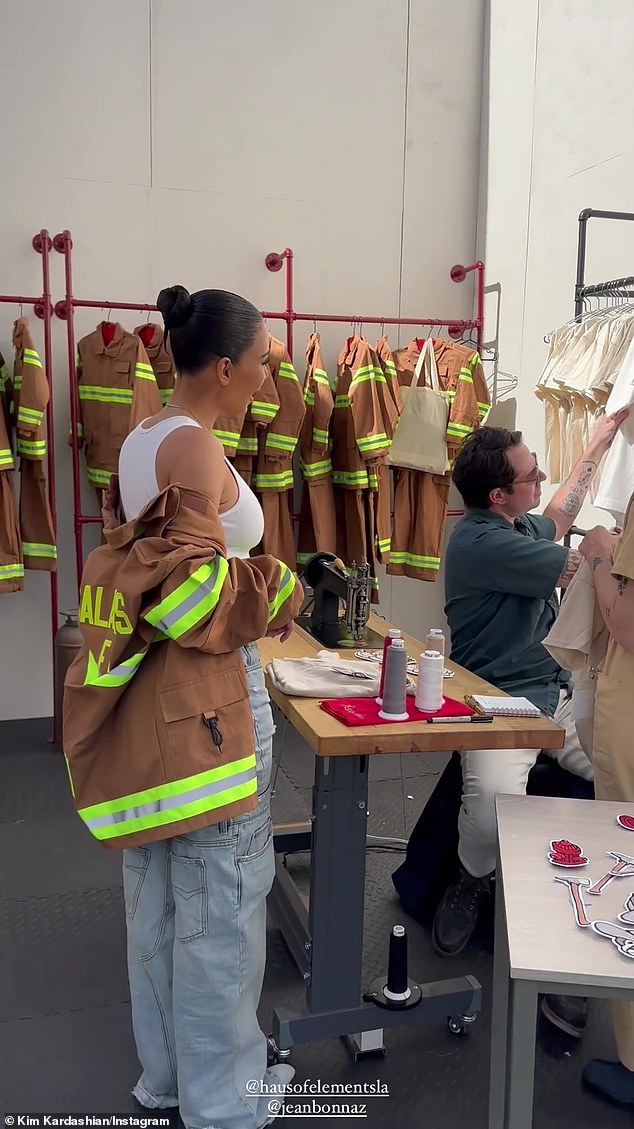 Choices: Kim seen making a custom jacket