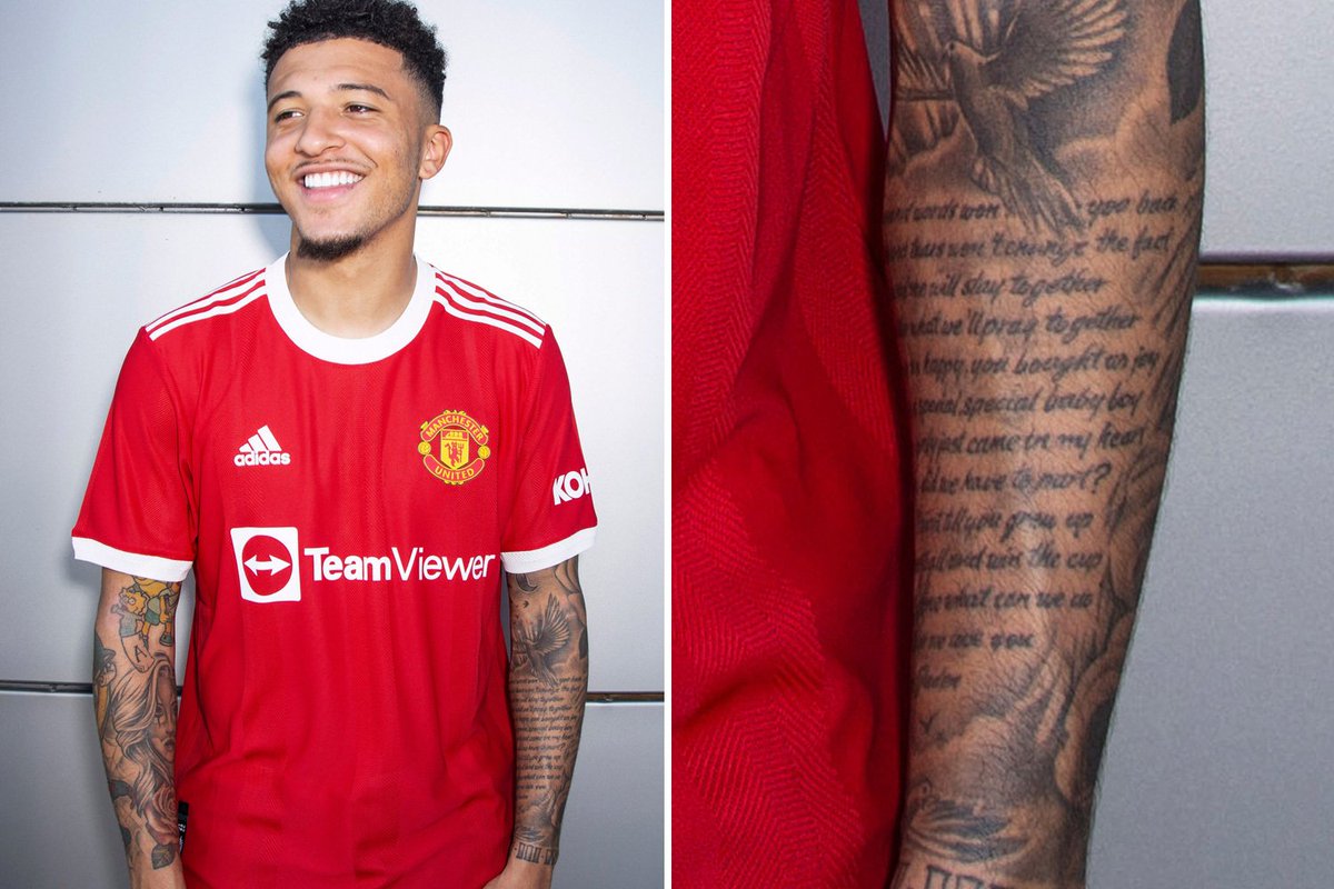 تويتر \ BeFootball على تويتر: "Le tatouage de Jadon Sancho sur son bras gauche, dédié à son défunt frère 🙏🕊️ "Toi et moi resterons ensemble. Tu nous as rendu heureux, tu nous