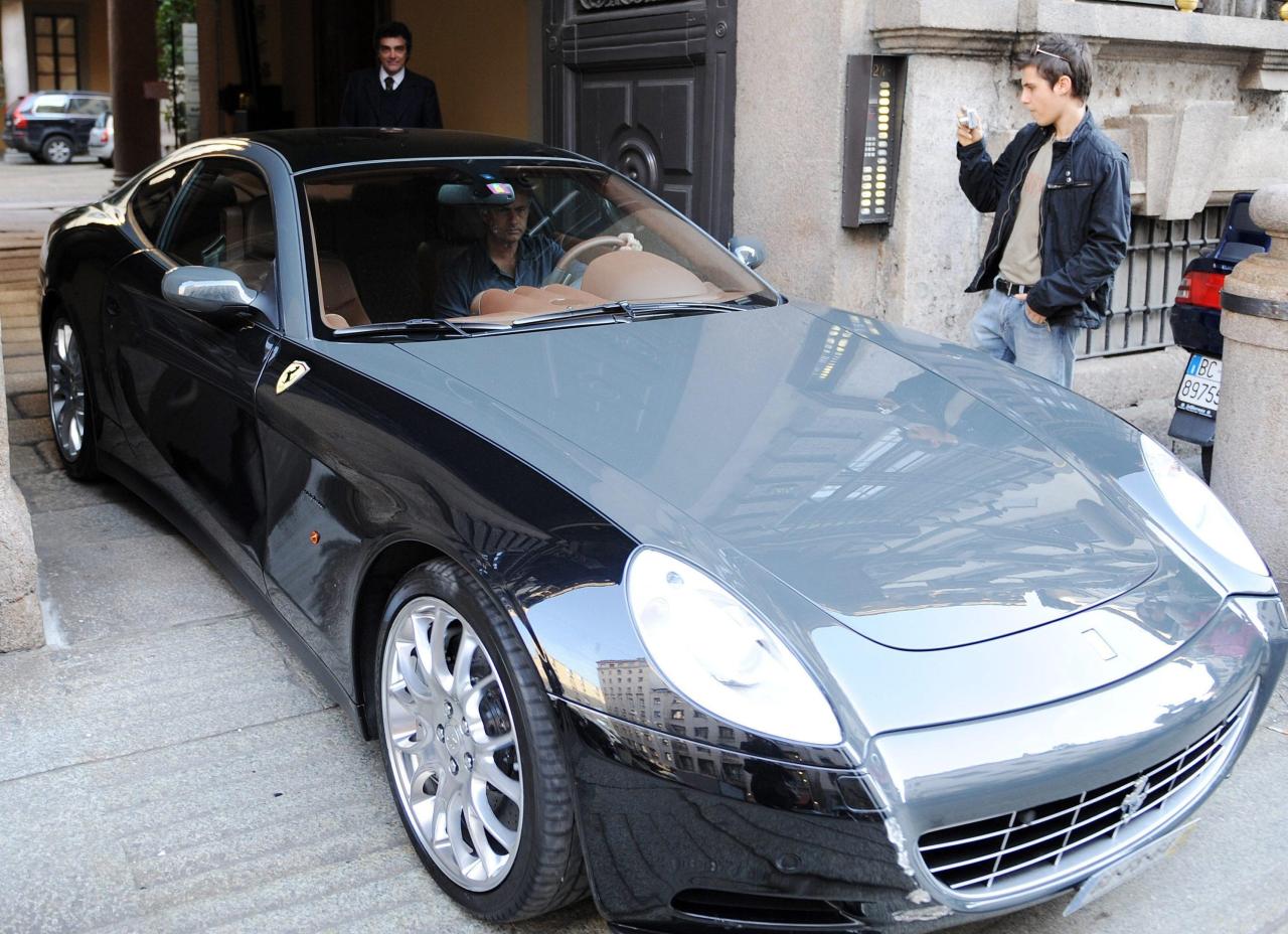  Mourinho driving the £250,000 612 Scaglietti Ferrari around Milan