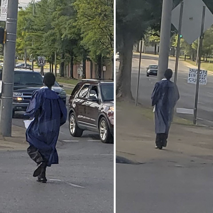 Pic Of A Boy Walking At 5AM Wearing Graduation Robes Goes Viral And Here's The Story Behind It