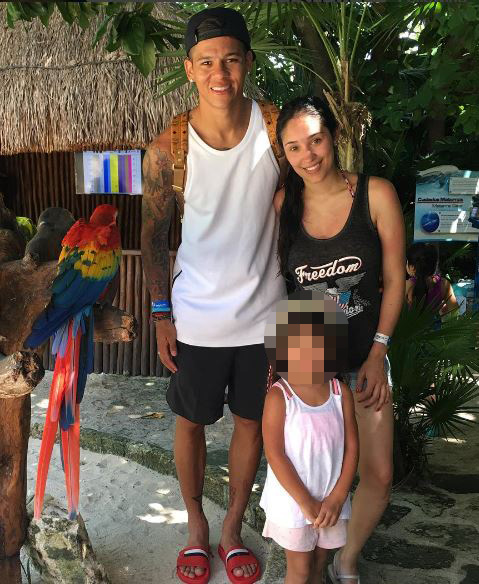 Manchester United's Marcos Rojo is in Mexico with his wife and daughter