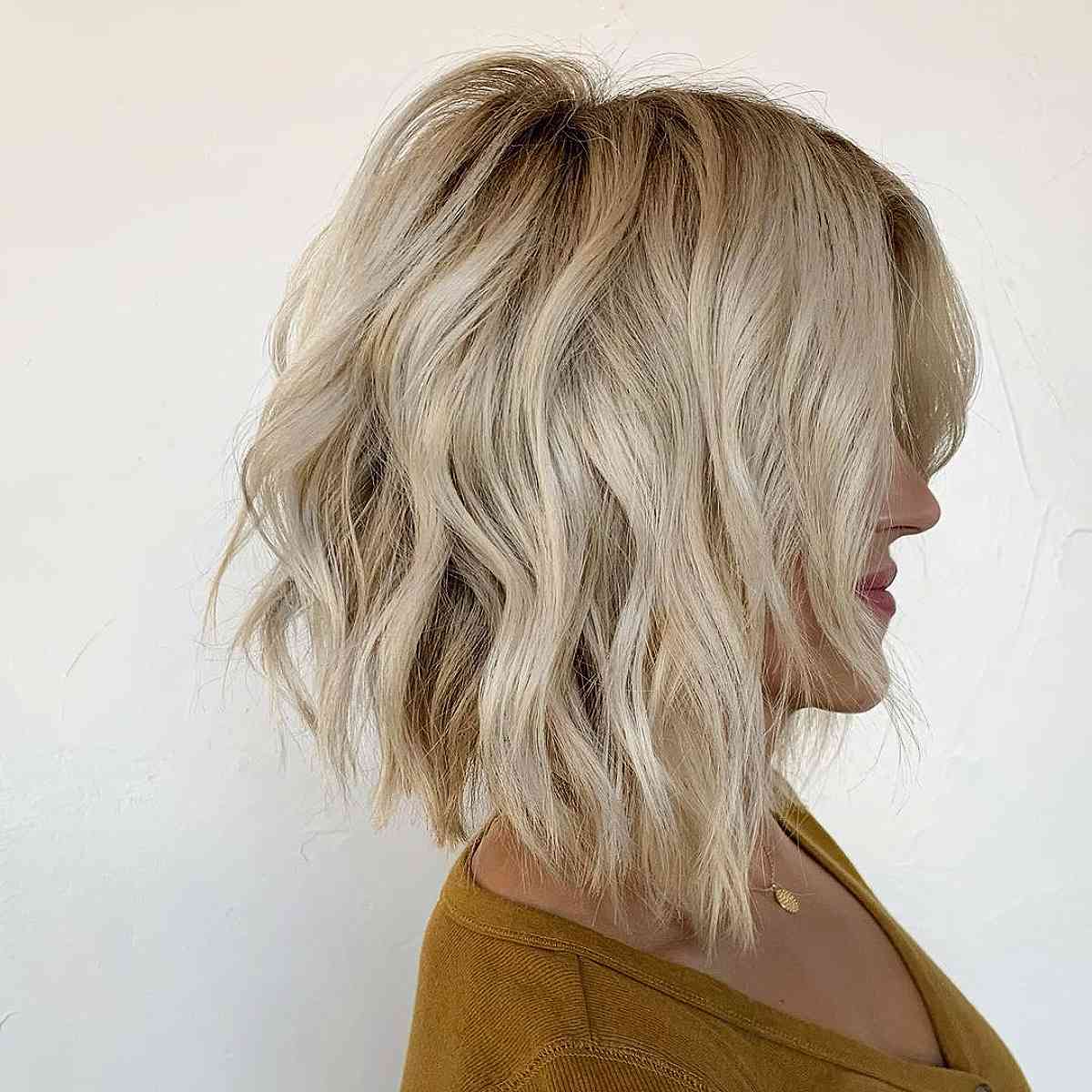 Short and Wavy A-Line Bob Cut Lob